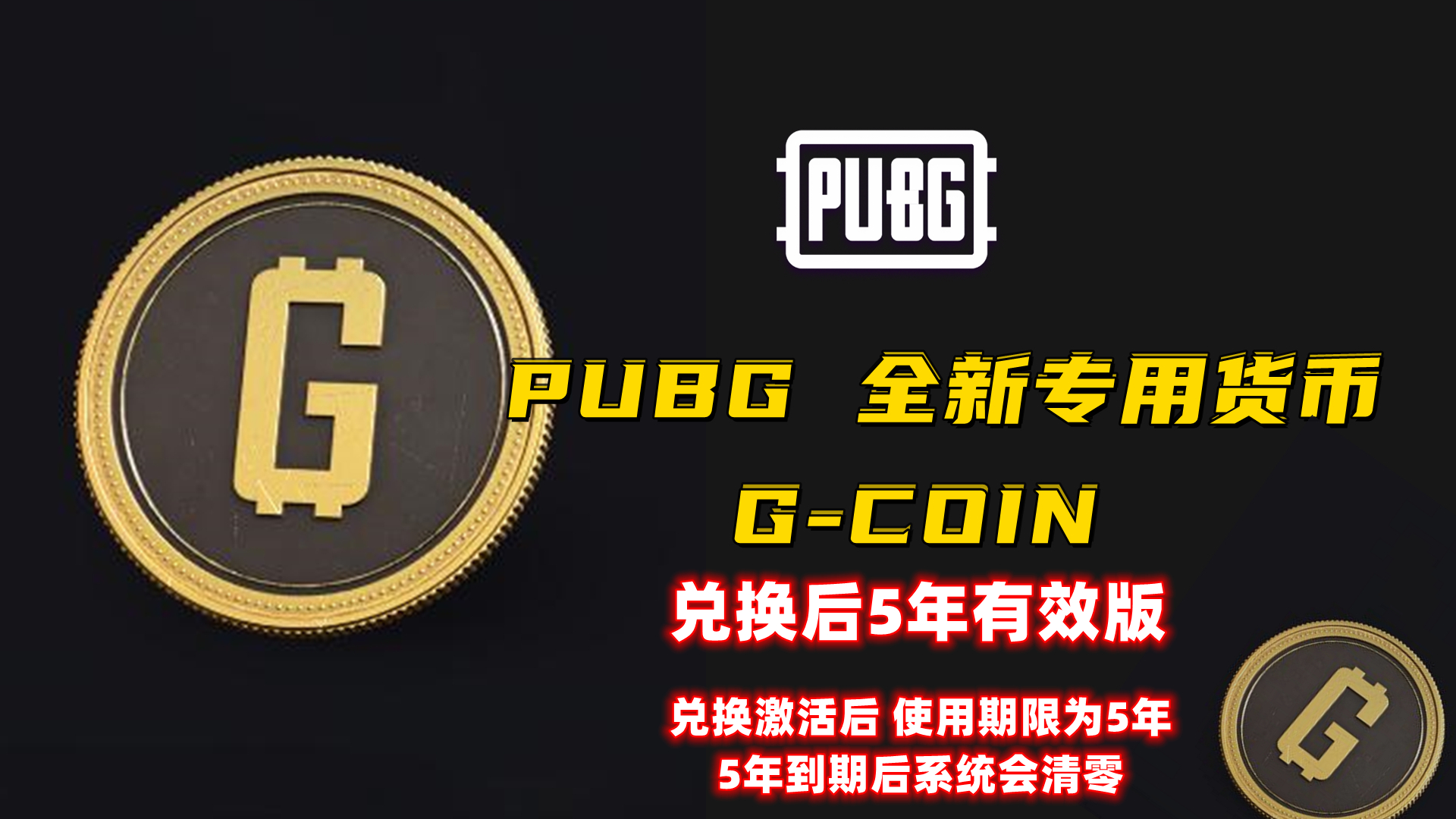 PUBG 全新专用货币 G-COIN(兑换后5年有效版)